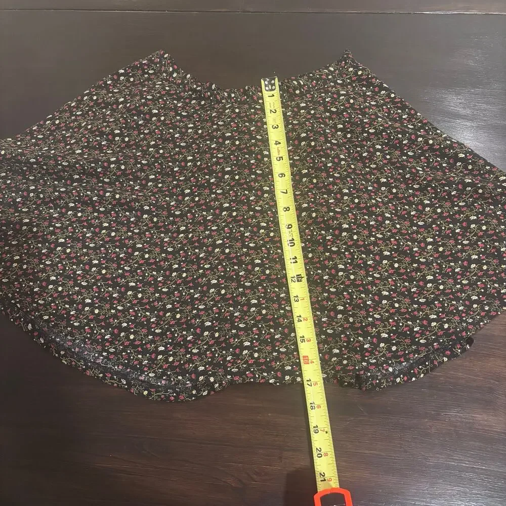 Denim & Supply Ralph Lauren Black Ditsy Floral Print Cottagecore Mini Skirt Sz M - Picture 7 of 7